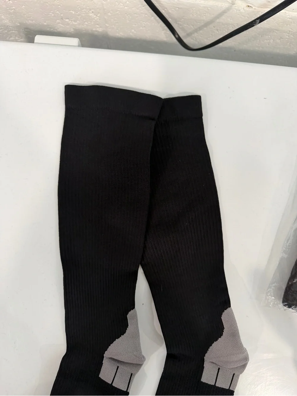 DFND Hybrid AX/RX Black Compression Athletic Socks with Gray Heel & Toe- 2 pairs